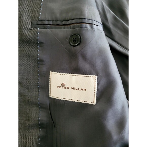 Peter Millar Sharkskin Gray Men Blazer Virgin Wool Sport Coat Jacket Size 44T - Picture 13 of 16